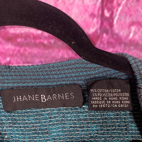 Jhane Barnes Men’s Large Vintage Teal Black Pattern Sweater 90s Knit Hong Kong - Picture 2 of 13